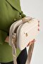 Women's Hand and Shoulder Bag with Multiple Compartments, Zipper, Logo, Cross Strap, Stone - 3