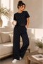 New Season Modern 100% Cotton Polka Dot Crew Neck Wide Leg Women's Set - 4