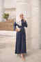 Navy Blue Satin Suit with Lace Skirt