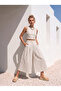 Mink White Striped Kali Pants Skirt and Crop Blouse Set - 2