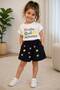 Flower Embroidered Denim Shorts-T-Shirt - 2