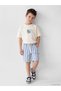 Lcw Kids Blue Striped Boys' Jean Shorts with Elastic Waist