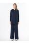 Hooded Detailed Knitwear Set Navy Blue-Optical White - 3
