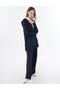 Hooded Detailed Knitwear Set Navy Blue-Optical White