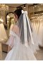 Bridal Veil with Comb and Ribbons, 75 cm Length, Two-Layer Bridal- Wedding Veil - 3