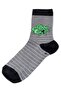 Boy's 9-10 Years Old Striped Patterned Light Gray 5-Piece Sock Set - 3
