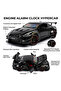 Hypercar Engine Alarm Clock Black with Light Sound & Water Mist Effects, Zinc Alloy Die-Cast Car Clock, Openable Doors & Hood, Pull Back Action, Desk Clock for Home, Office & Car Enthusiasts - 3