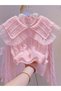 Hair Braided Pink Pearl Detailed Tulle Baby Collar Knitwear Women's Sweater - 2