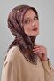 وشاح من القطن الحريري بنمط زهور ريترو باللون الأخضر الفستقي - 4