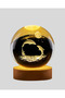 Ilkestor Engraved Dolphin Crystal Ball with Warm Light (184130) with Wooden Stand