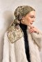Cotton Polyester Scarf Sage Green Large Daisy Patterned Soft Textured Non-Slip 90X90 - 4