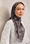 Cotton Polyester Soft Scarf Black Lilium Patterned Non-Slip Textured 90X90 - 4