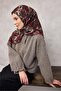 Cotton Polyester Scarf Black-Red Beige Mink Botanical Patterned Soft Textured Sturdy 90X90 - 4