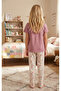 Girl's 100% Cotton Compact Combed Cotton Buttoned Crew Neck Pajama Set - 3