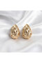Weave Patterned Drop Design Gold Color 316L Steel Women Earrings - 2