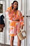 Women's Clothing Multi Patterned Modal Long Sleeve V-Neck Set