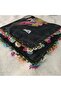 Handmade Needlework Writing, Scarf, Yemeni, Mevlit Cover, Head Cover, 4 Sides Embroidered, 100% Cotton, 100*100cm - 7