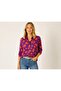 Women's Purple Viscose Patterned Long Sleeve Buttoned Colorful Shirt