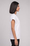 Women's V-Neck Batwing Short Sleeve Single Top White Stretchy Lycra Belinda Fabric Doctor and Nurse Uniform - 2