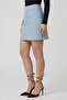 Women Diamond Pattern Mini Skirt, Wash Blue - 3