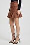 Women Embroidered Mini Skirt, Brown - 3