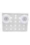 Wall Mounted Storage Basket, White, Plastic, Perforated Design, Suction Cup Installation, Bathroom Organizer - 4