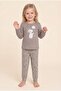 Girl's Cotton Crew Neck Mouse Printed Long Sleeve Pajama Set 9265 Brown