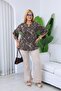 Plus Size Blouse with Flounce Sleeves and Accessory Detail at the Collar - 3