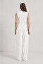 Women's Double Breasted Collar Buckle Blouse Sleeveless Asymmetrical Cut Stylish Office Casual White Blouse - 6