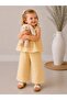 Yellow Plaid Poplin Fabric Strap Girls' Suit (Jumpsuit / Strap Blouse Pants Option) - 5