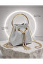Women's Silvery Bucket Model Metal Handle Chain Strap Evening Dress Wedding Engagement Event Bag - 4