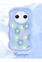 Redmi A3 Pro Compatible Case Camera Protector Blue Silicone Couple Phone Case Floral Pattern - 2