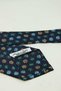Navy Blue Floral Pattern Italian Silk Tie İk2494 - 6