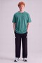 Etham Loose Fit Crew Neck Printed 100% Cotton Men's Green T-Shirt