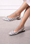 Sanremo White Satin Polka Dot Open Back Ballerinas with Gold Buckle