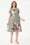 Khaki Italian Floral and Batik Patterned Dress with Double Side Pockets Size 38 - 44 - 4
