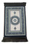 Mini Forehead Prayer Mat with Non-Slip Base and Patterned Pocket Type Travel Prayer Mat - Navy Blue / Cream - 2
