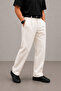 Men's White Premium Wide Leg Elastic Waist Fabric Trousers - 4