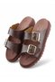 Brown Gold Buckle Women's Slippers - 2