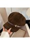 Women's Suede Marine Hat Leather Belt Gold Buckle Retro Brush Hat 3 Colors
