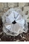 Cotton Gold Glitter Polka Dot Printed Cream Bow Lace Scrunchie Elastic Buckle - 3
