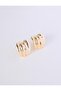 Gold Color Twisted Form Shiny Half Hoop Earrings
