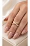 Double Row Cross Model Adjustable Women's Ring with Zircon Stone Gold & Silver Color Stylish Elegant Design Steel Look - 2