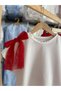 Girl's Tutu Skirt Set with Shoulder Bow, White T-Shirt, 2-Piece Combination - Birthday Party, Ages 3-10 - with Buckle Gift - 4