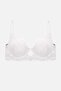 2451 Rubber Band Detailed Push up Lace Low-Cut Bra Ecru