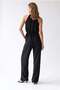 2203 Women's Halter Neckline Elastic Waist Palazzo Top and Bottom Set Black - 5