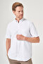 White-Lilac Buttoned Collar Short Sleeve Pocketed Comfort Fit Cotton Shirt 1004260185 - 3
