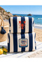 2-Piece Dark Blue Striped Organizer Bag Set Holiday Beach with Sardine Lobster Design - 3