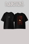 Fawn Persian Rug_5 Design Back Printed Cotton Black Oversize T-Shirt