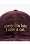 "Sorry I'M Late I Saw Cat" Embroidered Velvet Hat / "I'M Sorry I'M Late I Saw Cat" Embroidered Velvet Hat - 3